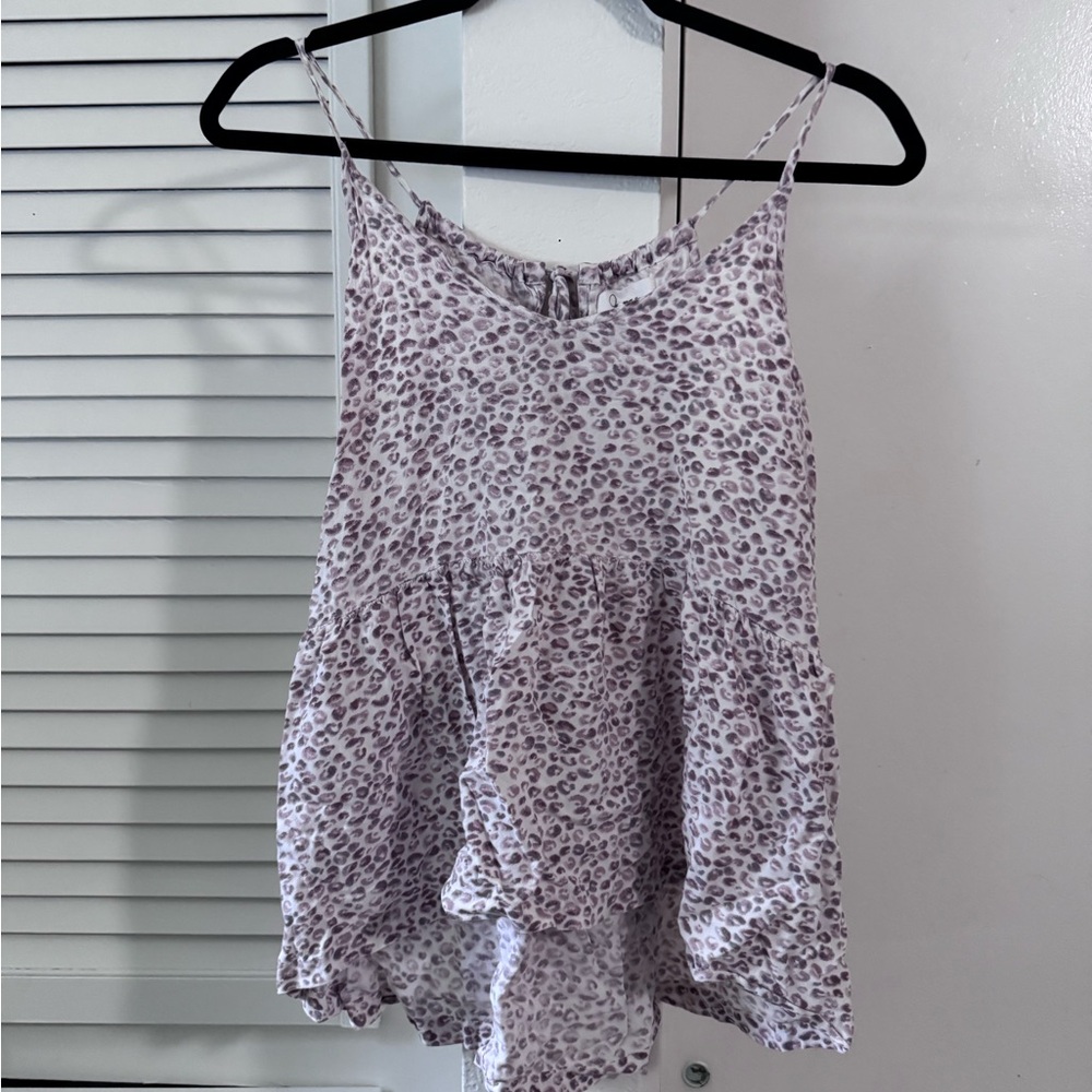 Light Pink Leopard Print Spaghetti Strap Tank Top